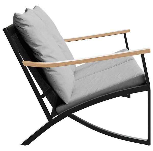 Fekete acél kerti pad párnákkal 120 cm
