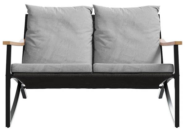 Fekete acél kerti pad párnákkal 120 cm