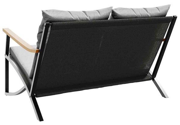 Fekete acél kerti pad párnákkal 120 cm