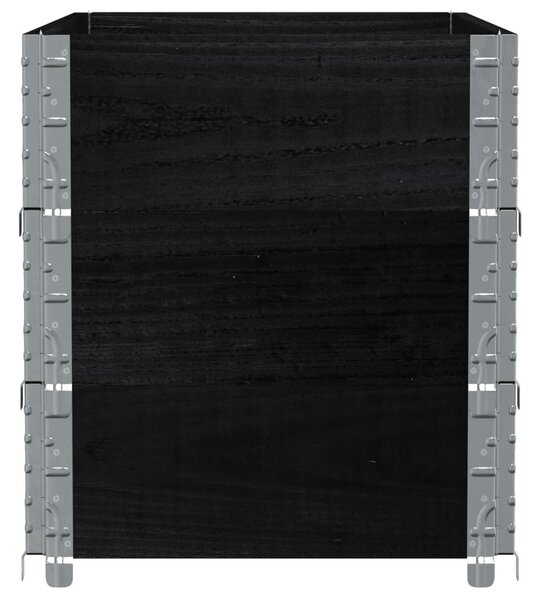 Fekete tömör fenyőfa kerti növénytartó 100 x 50 cm