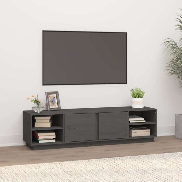 VIDAXL Tömörfenyő TV-szekrény - Szürke - 156x40x40 cm
