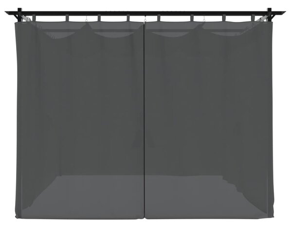 Antracitszürke acél pavilon függönyökkel 3 x 3 m