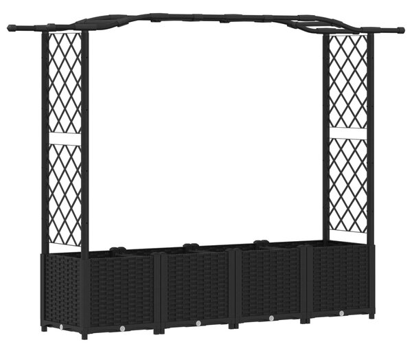 Magasított Ágy Trellis-szel és Tetővel Fekete 204 x 40 x 138 cm