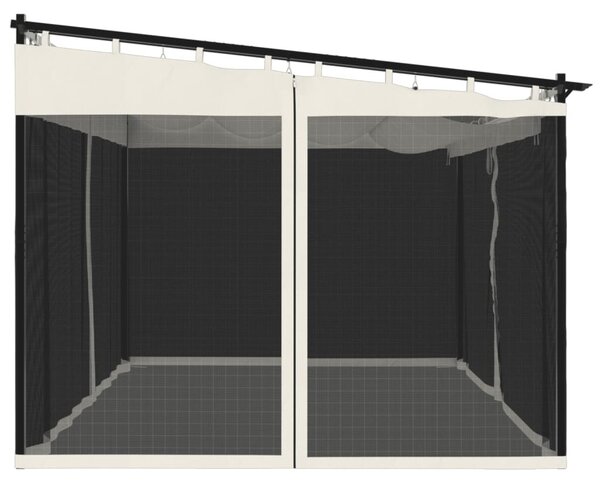 Krémszínű acél pavilon hálós oldalakkal 4 x 3 m