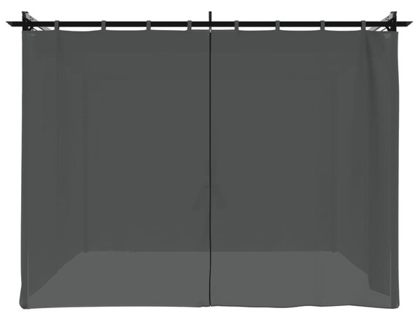 Antracitszürke acél pavilon függönyökkel 3 x 3 m