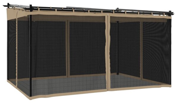 Tópszínű acél pavilon hálós oldalakkal 4 x 3 m