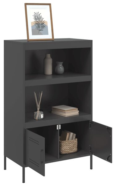 Fekete acél magasszekrény 68 x 39 x 113 cm