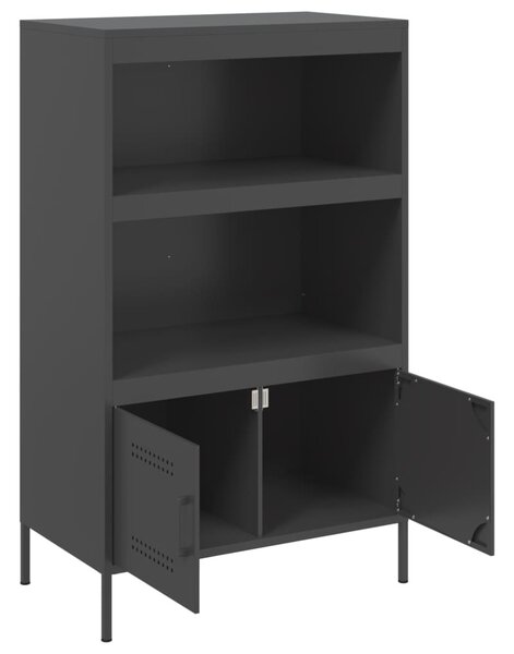 Fekete acél magasszekrény 68 x 39 x 113 cm