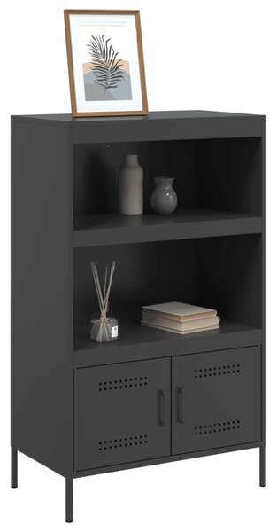 Fekete acél magasszekrény 68 x 39 x 113 cm