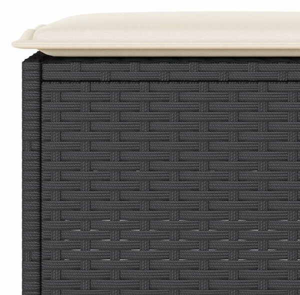 9 részes fekete polyrattan kerti bárszett párnával