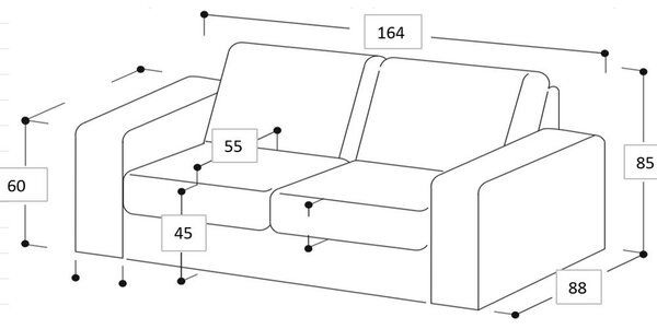 Konyakbarna bőrutánzat kanapé 164 cm Copenhagen – Scandic
