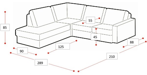 Konyakbarna bőrutánzat sarokkanapé (bal oldali) Copenhagen – Scandic