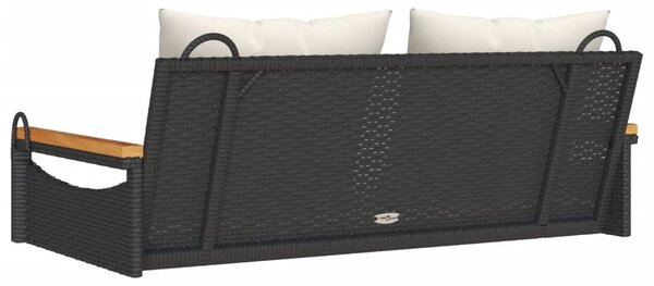Fekete polyrattan hintapad párnákkal 109 x 62 x 40 cm