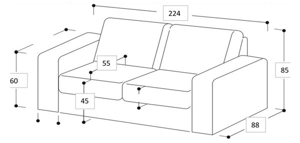 Sötétszürke kanapé 224 cm Copenhagen – Scandic
