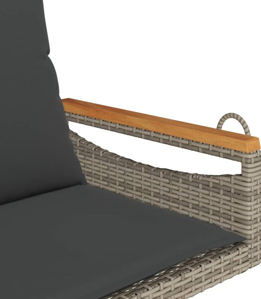 Szürke polyrattan hintapad párnákkal 63 x 62 x 40 cm