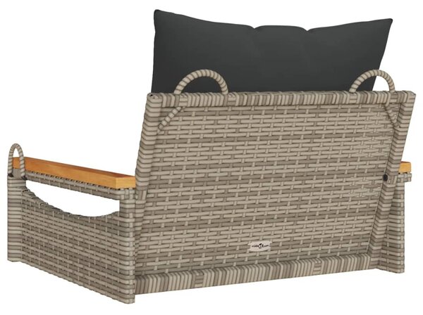 Szürke polyrattan hintapad párnákkal 63 x 62 x 40 cm