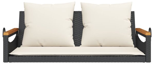 Fekete polyrattan hintapad párnákkal 109 x 62 x 40 cm