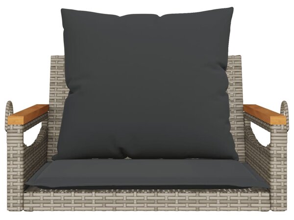 Szürke polyrattan hintapad párnákkal 63 x 62 x 40 cm