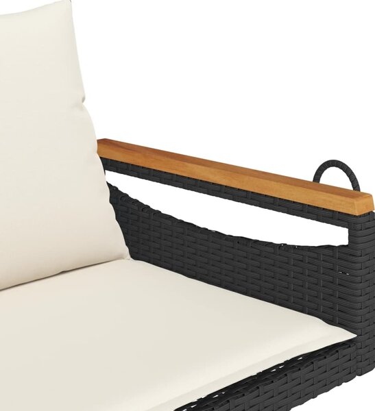 Fekete polyrattan hintapad párnákkal 109 x 62 x 40 cm