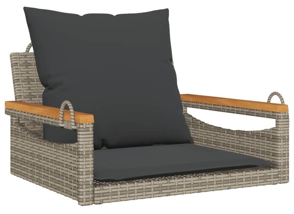 Szürke polyrattan hintapad párnákkal 63 x 62 x 40 cm
