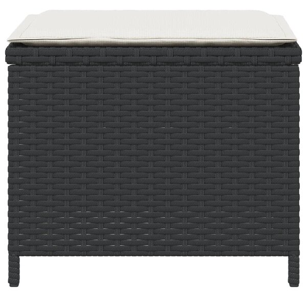 4 db fekete polyrattan kerti szék párnákkal 40 x 40 x 35 cm