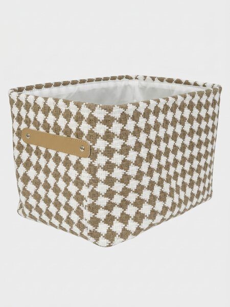 Sinsay - Textil tárolókosár fülekkel, geometrikus mintával - barna