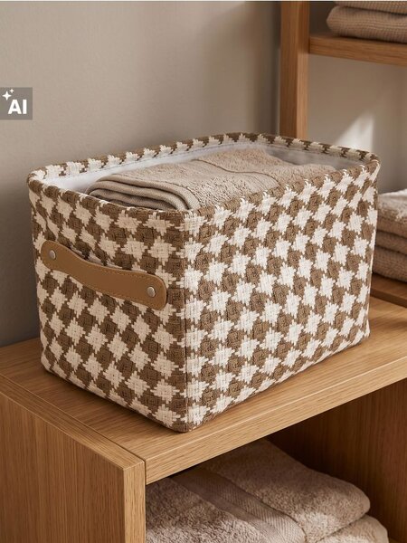 Sinsay - Textil tárolókosár fülekkel, geometrikus mintával - barna