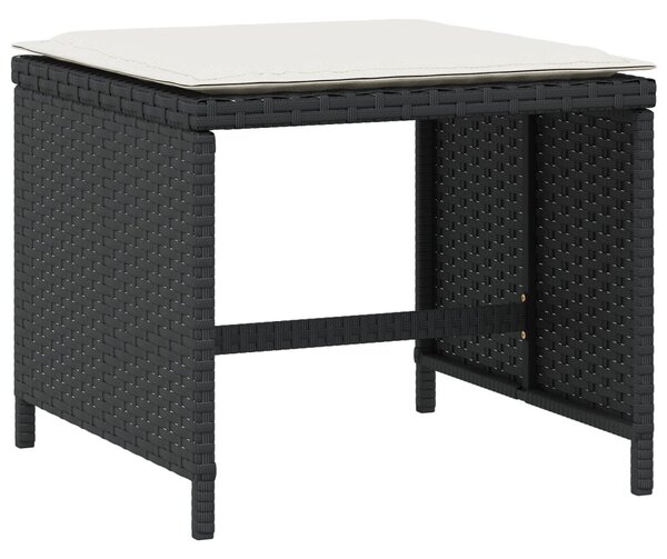 4 db fekete polyrattan kerti szék párnákkal 40 x 40 x 35 cm