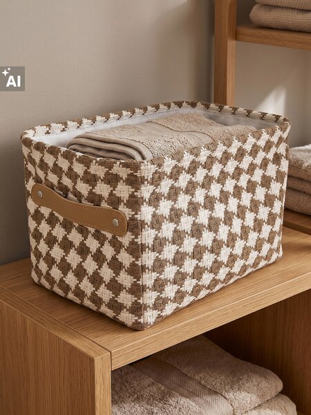 Sinsay - Textil tárolókosár fülekkel, geometrikus mintával - barna