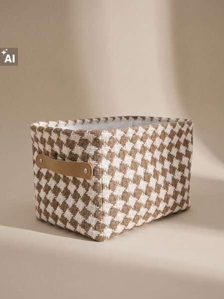 Sinsay - Textil tárolókosár fülekkel, geometrikus mintával - barna