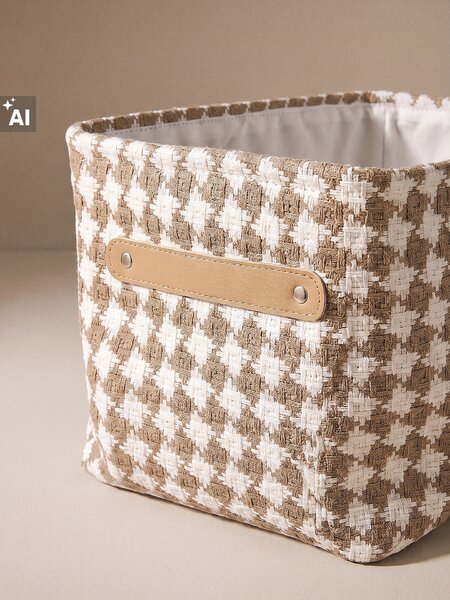Sinsay - Textil tárolókosár fülekkel, geometrikus mintával - barna