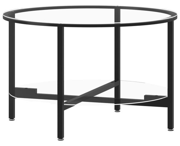 Fekete-átlátszó edzett üveg dohányzóasztal 70 cm
