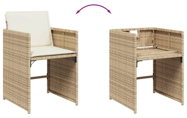 17 részes bézs polyrattan kerti étkezőgarnitúra párnákkal
