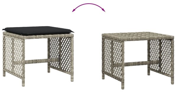 4db világosszürke polyrattan kerti szék párnával 41 x 41 x 36cm