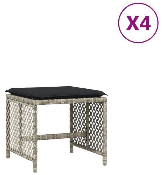 4db világosszürke polyrattan kerti szék párnával 41 x 41 x 36cm