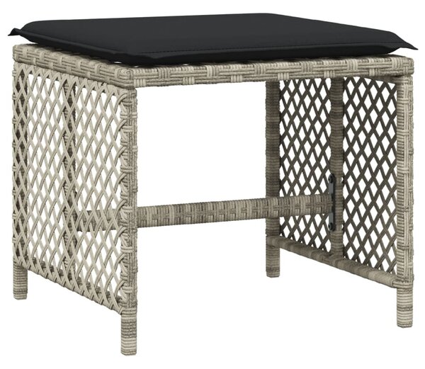 4db világosszürke polyrattan kerti szék párnával 41 x 41 x 36cm