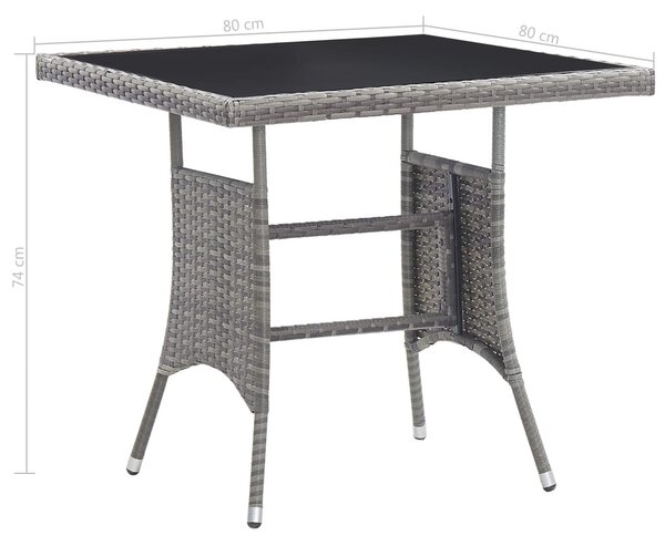 Szürke polyrattan kerti asztal 80 x 80 x 74 cm