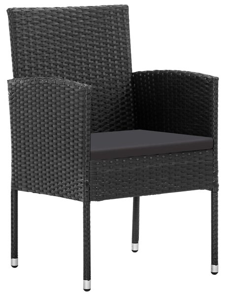 5 részes fekete polyrattan és acél kerti étkezőgarnitúra