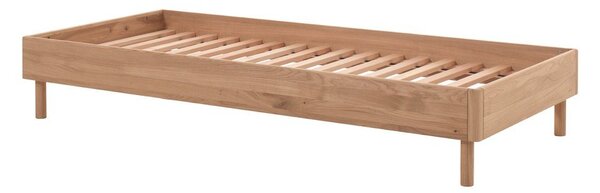 Natúr színű tölgyfa egyszemélyes ágy ágytámla nélkül ágyráccsal 90x200 cm Forrest – Vipack