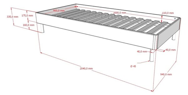 Fehér bükkfa egyszemélyes ágy ágytámla nélkül, ágyráccsal 90x200 cm Forrest – Vipack
