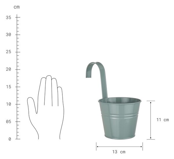ZINC felakasztható kaspó Ø 13cm, világosszürke