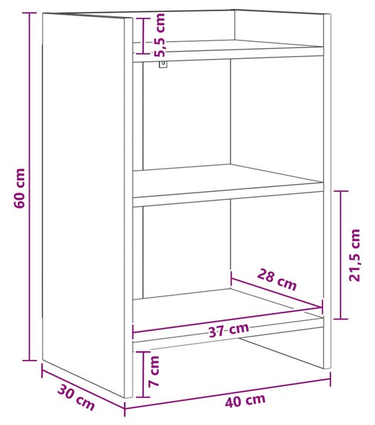 Éjjeliszekrények 2 db Kézműves Tölgy 40 x 30 x 60 cm Szerelt Fa