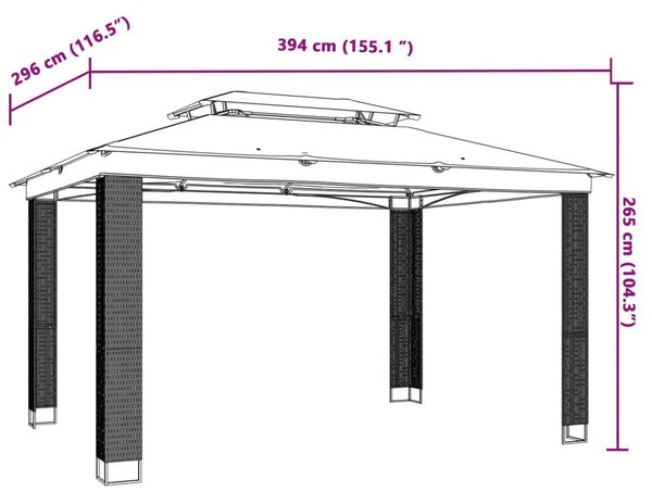 Antracitszürke szövet dupla tetős pavilon 3,94 x 2,96 m