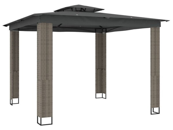 Antracitszürke szövet dupla tetős pavilon 2,94 x 2,94 m