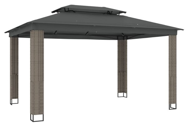 Antracitszürke szövet dupla tetős pavilon 3,94 x 2,96 m