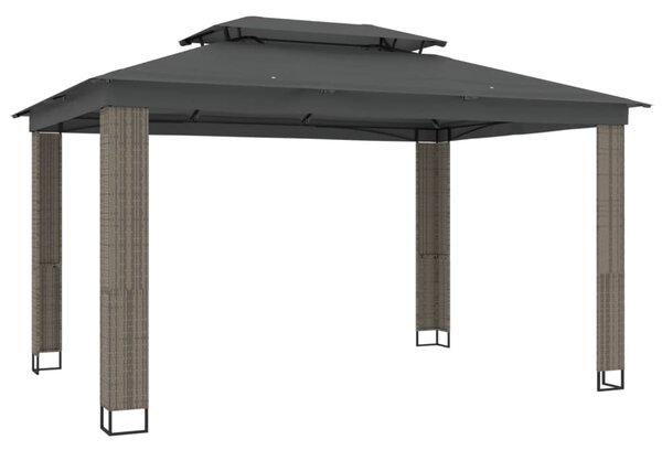 Antracitszürke szövet dupla tetős pavilon 3,94 x 2,96 m