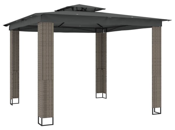 Antracitszürke szövet dupla tetős pavilon 2,94 x 2,94 m