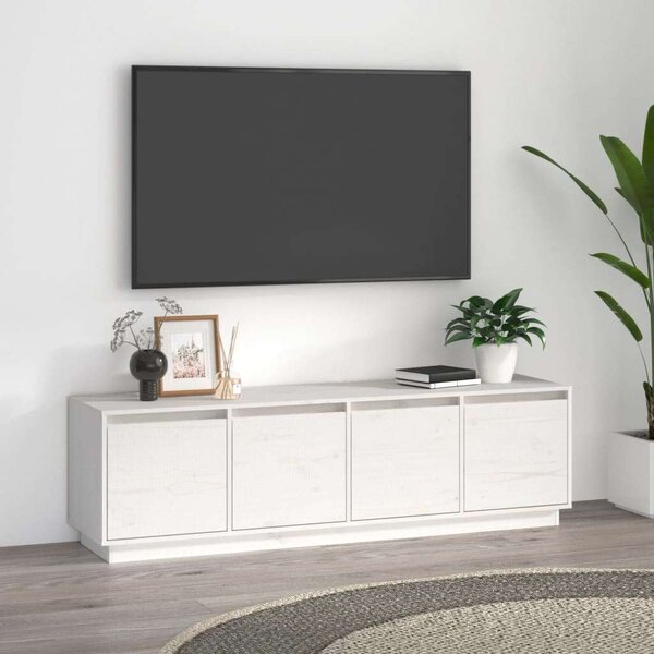 VIDAXL Fehér Tömör Fenyőfa TV-szekrény - 156x37x45 cm