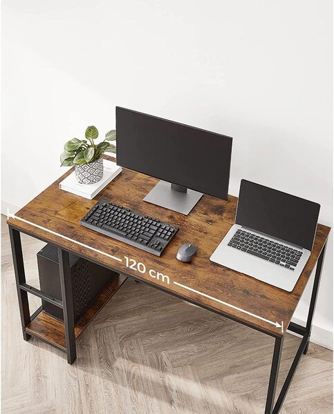 Íróasztal 120x60 cm, számítógépasztal 2 polccal bal vagy jobb oldalon | VASAGLE