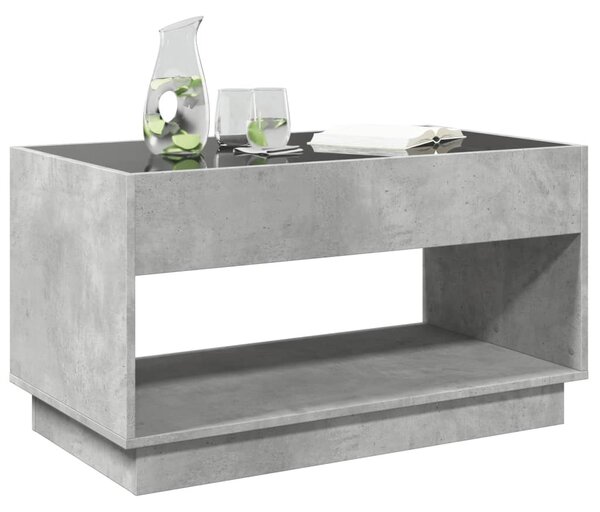 Betonszürke végtelen hatású LED-es dohányzóasztal 90x50x50 cm